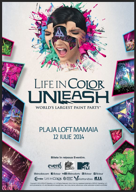 LIFE IN COLOR, cea mai mare petrecere cu vopsea din lume, în premieră în România