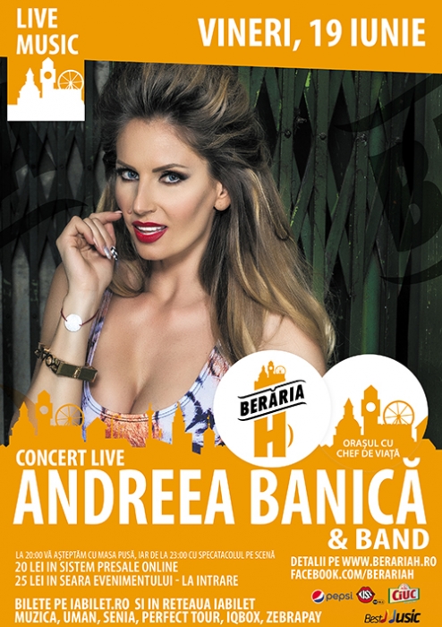 In premiera la Beraria H canta Andreea Banica & Live Band