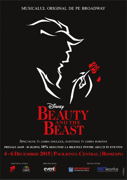 Disney Beauty and the Beast, musicalul original de pe Broadway, ajunge în premieră în România
