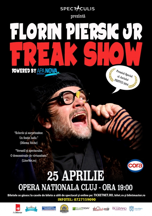 „FREAK SHOW”: One-man-show cu FLORIN PIERSIC JR.  la Opera Națională din Cluj