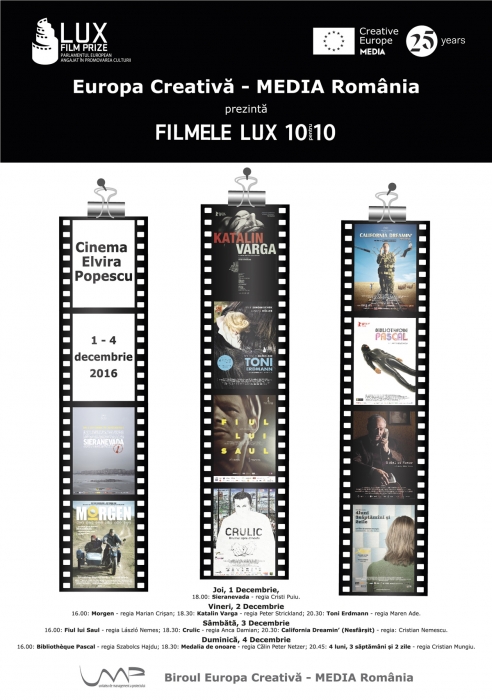 „Filmele LUX. 10 pentru 10” la Cinema Elvira Popescu din București