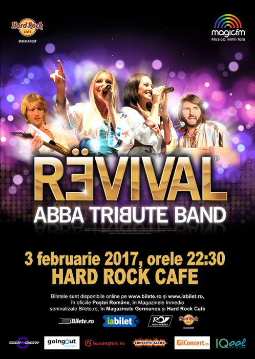 Comunicat de presa - ABBA Tribute Band REVIVAL™, cea mai buna trupa tribut Abba din Marea Britanie, concerteaza la Hard Rock Cafe
