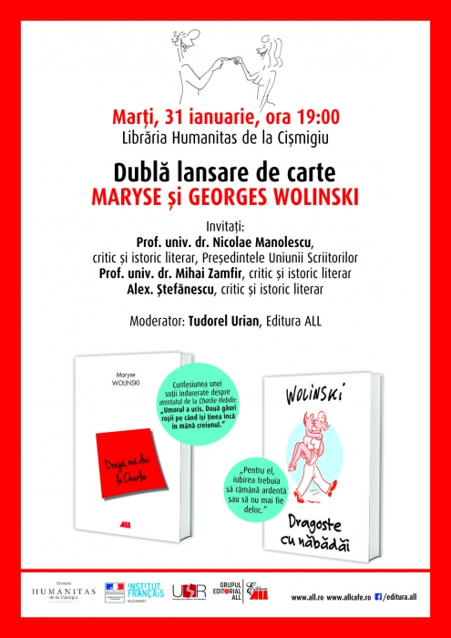 Dublă lansare de carte Maryse și Georges Wolinski, la București și la Timișoara