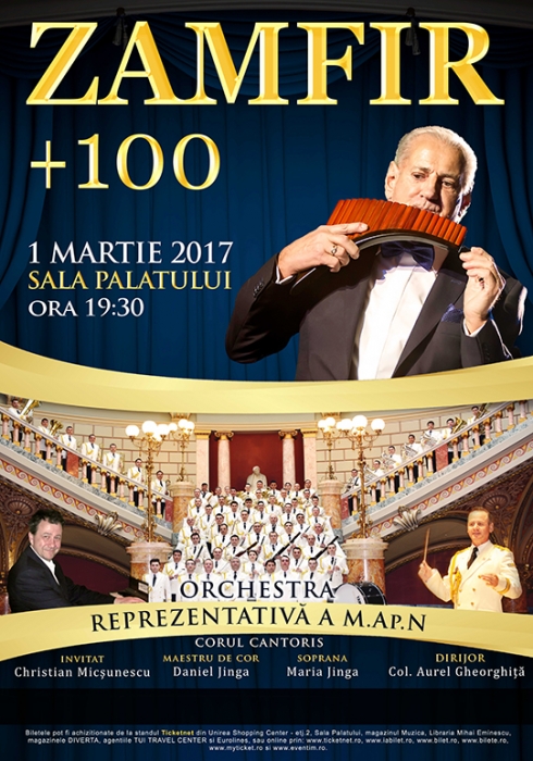 Maestrul Gheorghe Zamfir plus alti 100 de muzicieni, in concert extraordinar la Sala Palatului