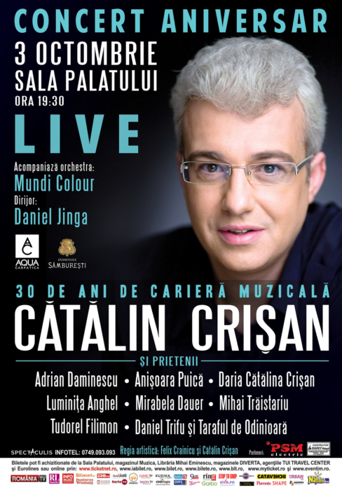 CATALIN CRISAN aniverseaza 30 de ani de cariera printr-un concert extraordinar, la Sala Palatului