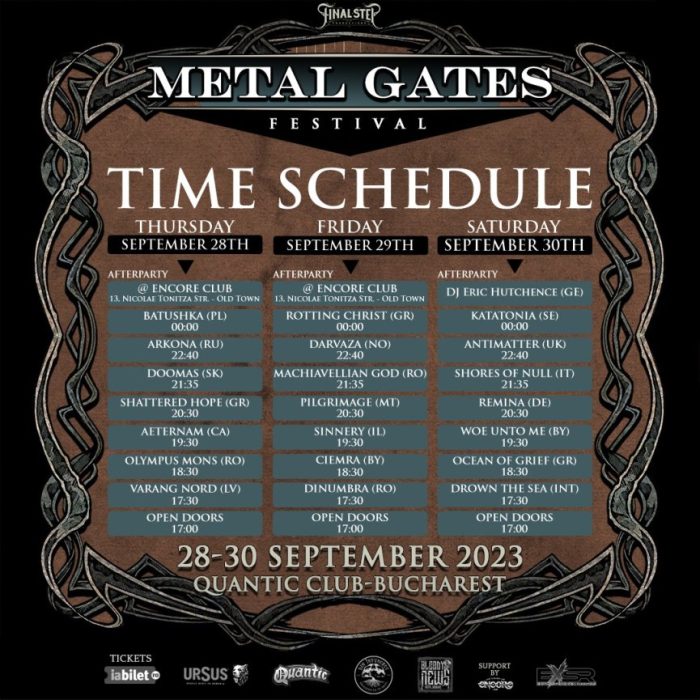 Metal Gates Festival 2023 - programul pe zile si ore